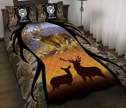 Deer Hunting Camouflage Quilt Bedding Set