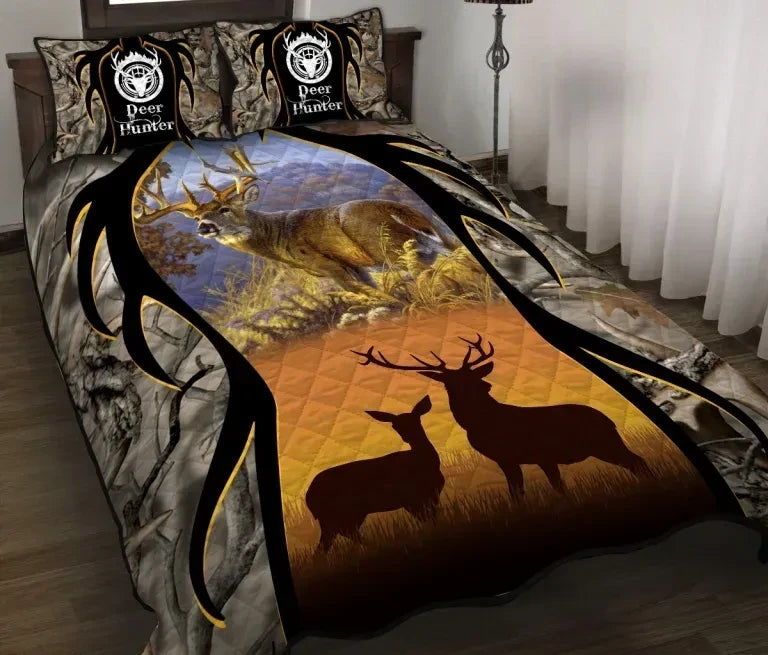 Deer Hunting Camouflage Quilt Bedding Set