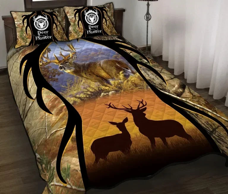 Deer Hunting Camouflage Quilt Bedding Set
