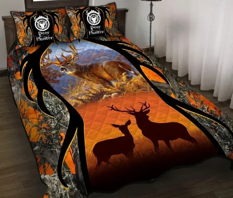Deer Hunting Camouflage Quilt Bedding Set