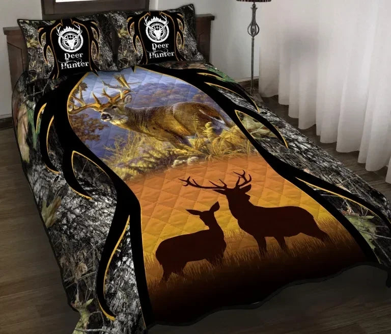 Deer Hunting Camouflage Quilt Bedding Set