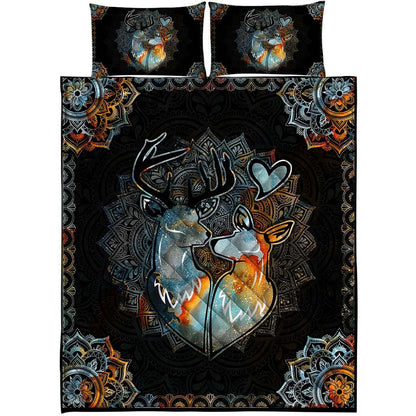 Mandala Couple Deer Q2 Quilt Bedding Set