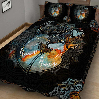 Mandala Couple Deer Q2 Quilt Bedding Set