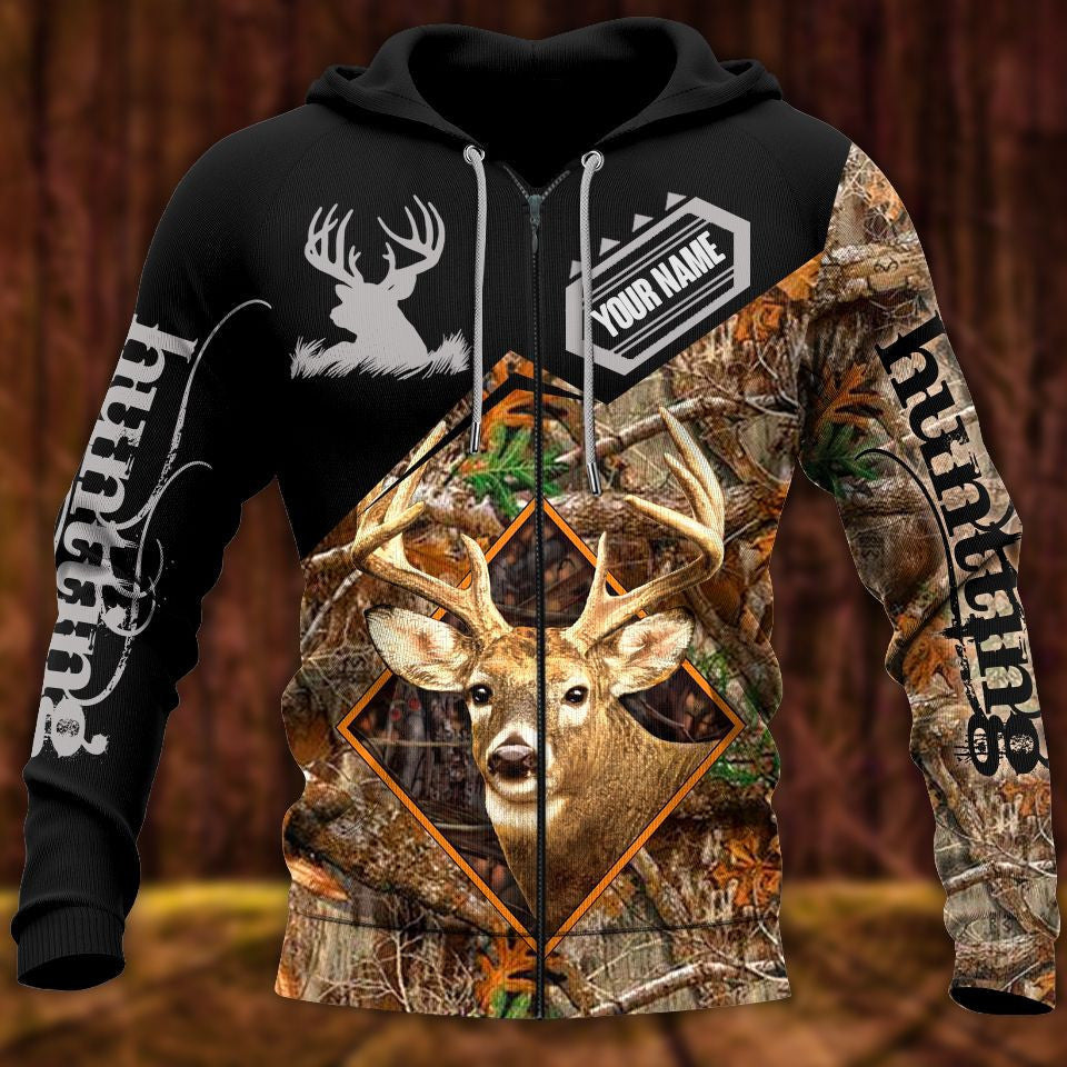 Personalized Name Deer Hunting Pattern V4 All Over Printed Unisex Shirt