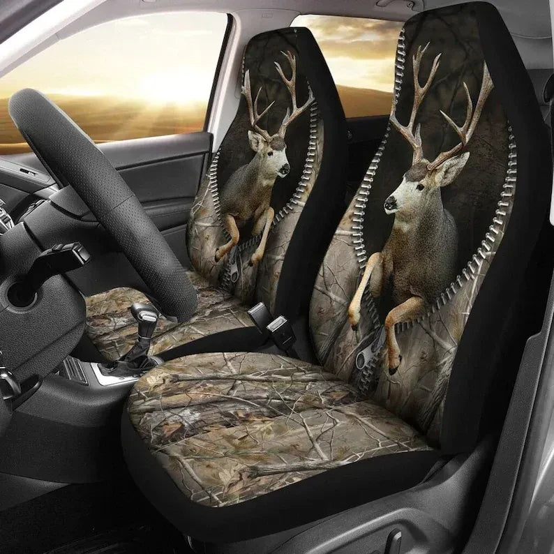 Hunting 3D Mule Deer Buck Camo Pattern - Car Seat Cover Size Universal Fit