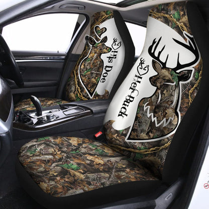 Deer Hunting Camo His Doe Her Buck - Car Seat Cover Size Universal Fit