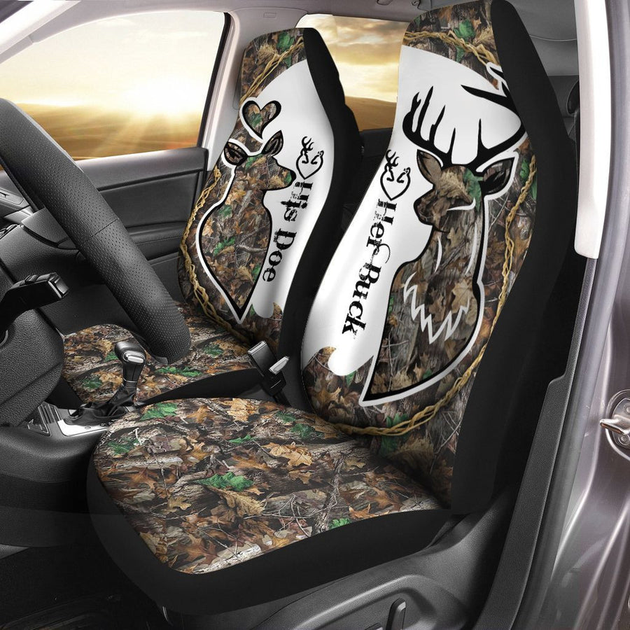 Deer Hunting Camo His Doe Her Buck - Car Seat Cover Size Universal Fit