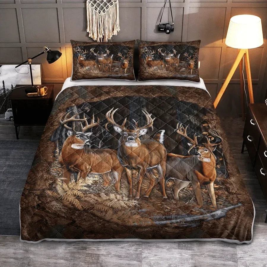Deer Hungting Q2 Quilt Bedding Set