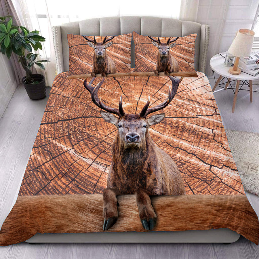 Deer Hunting Wood Pattern All Over Printed Bedding Set