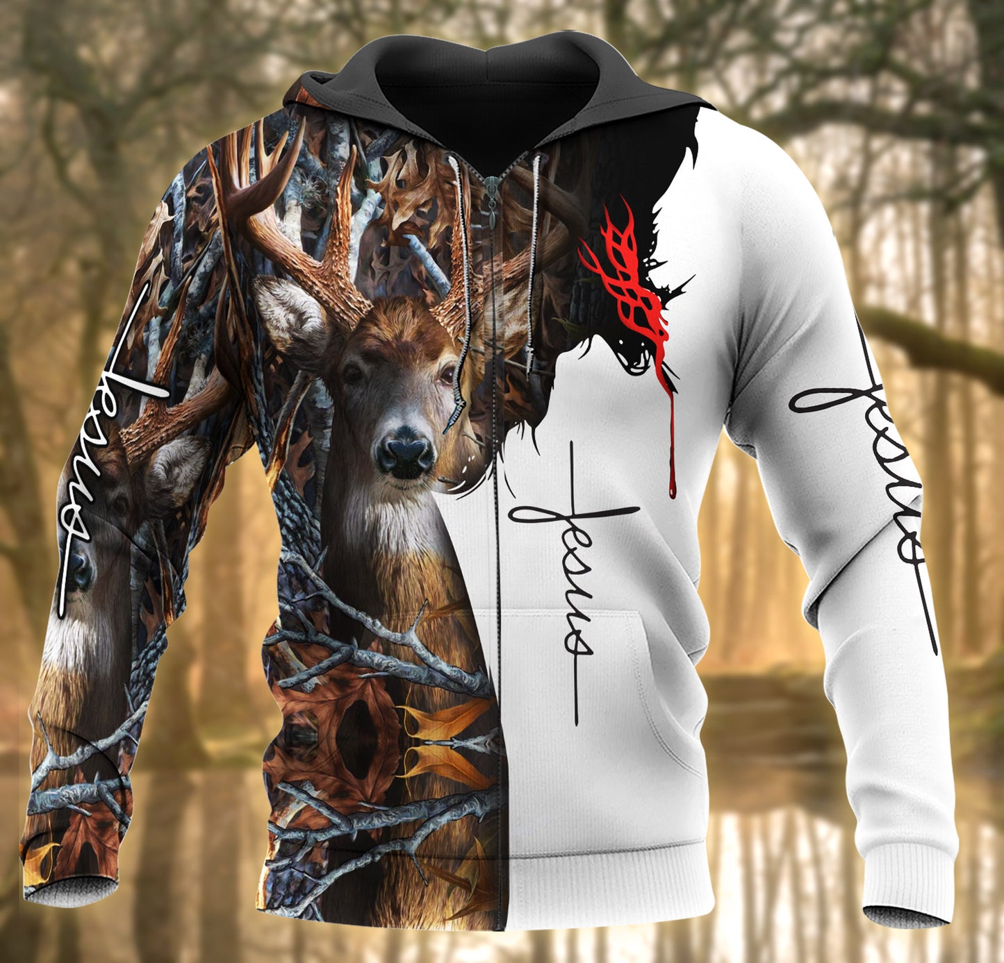 Deer Hunting Jesus 3D All Over Printed Unisex Shirt