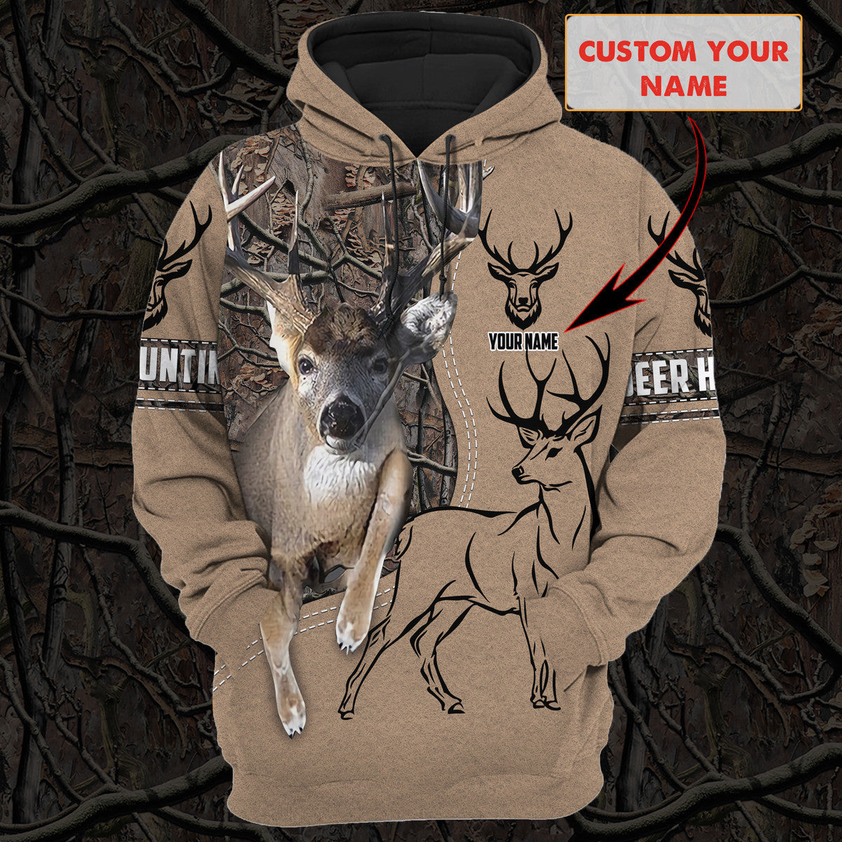 Personalized Name Deer Hunting Q2 All Over Printed Unisex Shirt