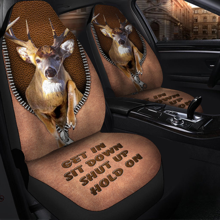 Deer Q2 Hold on Funny Car Seat Covers Universal Fit Set 2