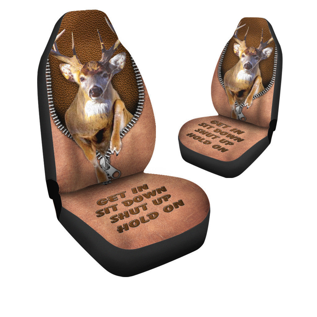 Deer Q2 Hold on Funny Car Seat Covers Universal Fit Set 2