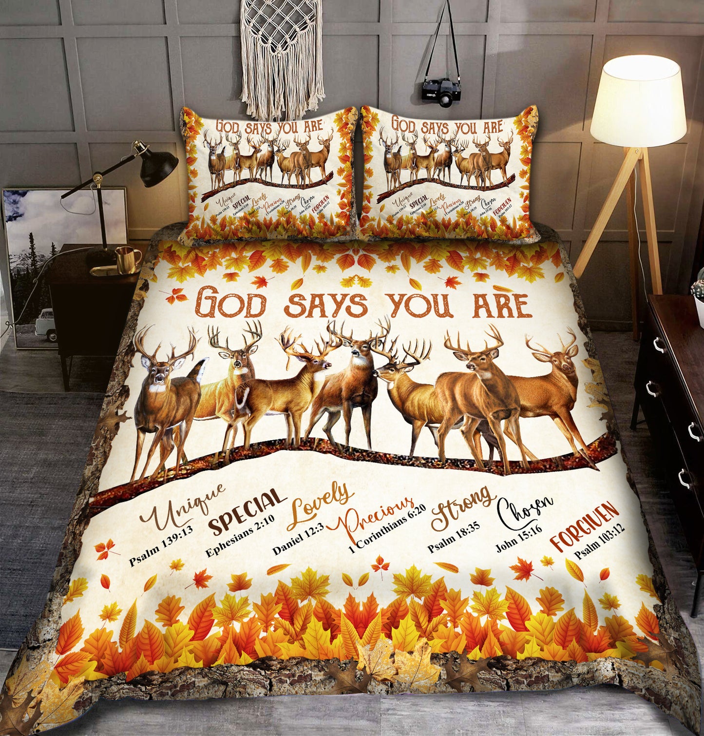 Deer God Says You Are All Over Printed Bedding Set