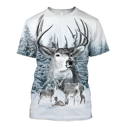 Winter Deer Hunting Pattern All Over Printed Unisex Shirt - Hoodie