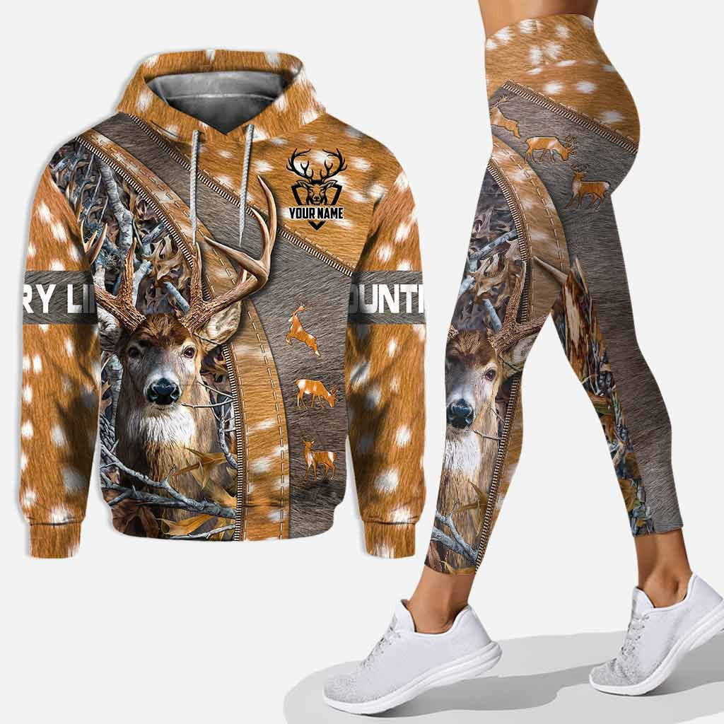 Personalized Name Deer Country Life Leggings and Hoodie Set