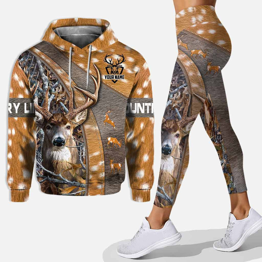 Personalized Name Deer Country Life Leggings and Hoodie Set