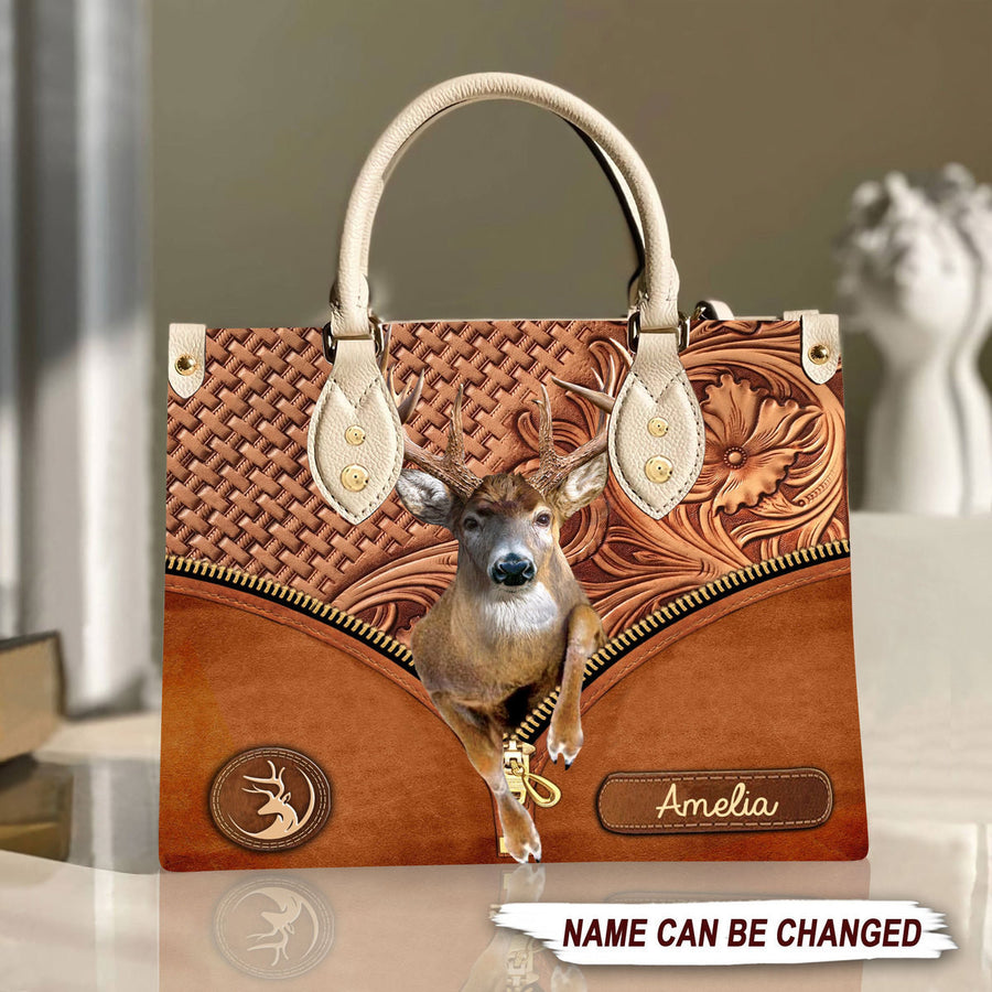 Deer Personalized Leather Handbag