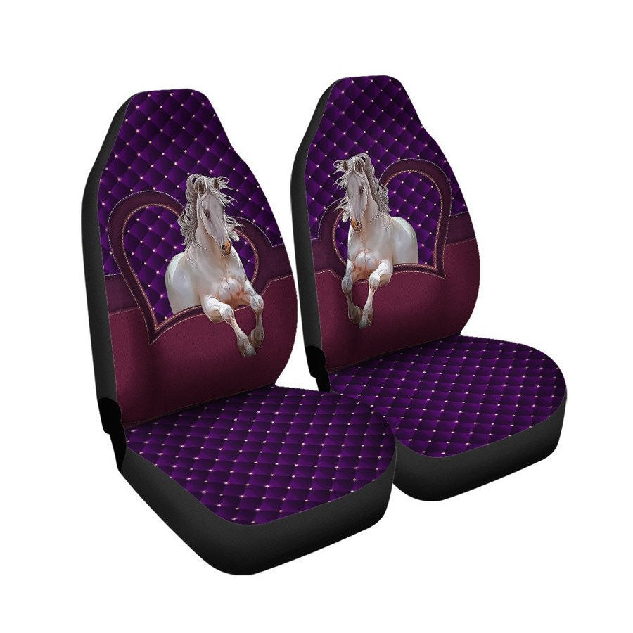White Horse Purple Heart Car Seat Covers Universal Fit - Set 2