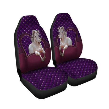 White Horse Purple Heart Car Seat Covers Universal Fit - Set 2