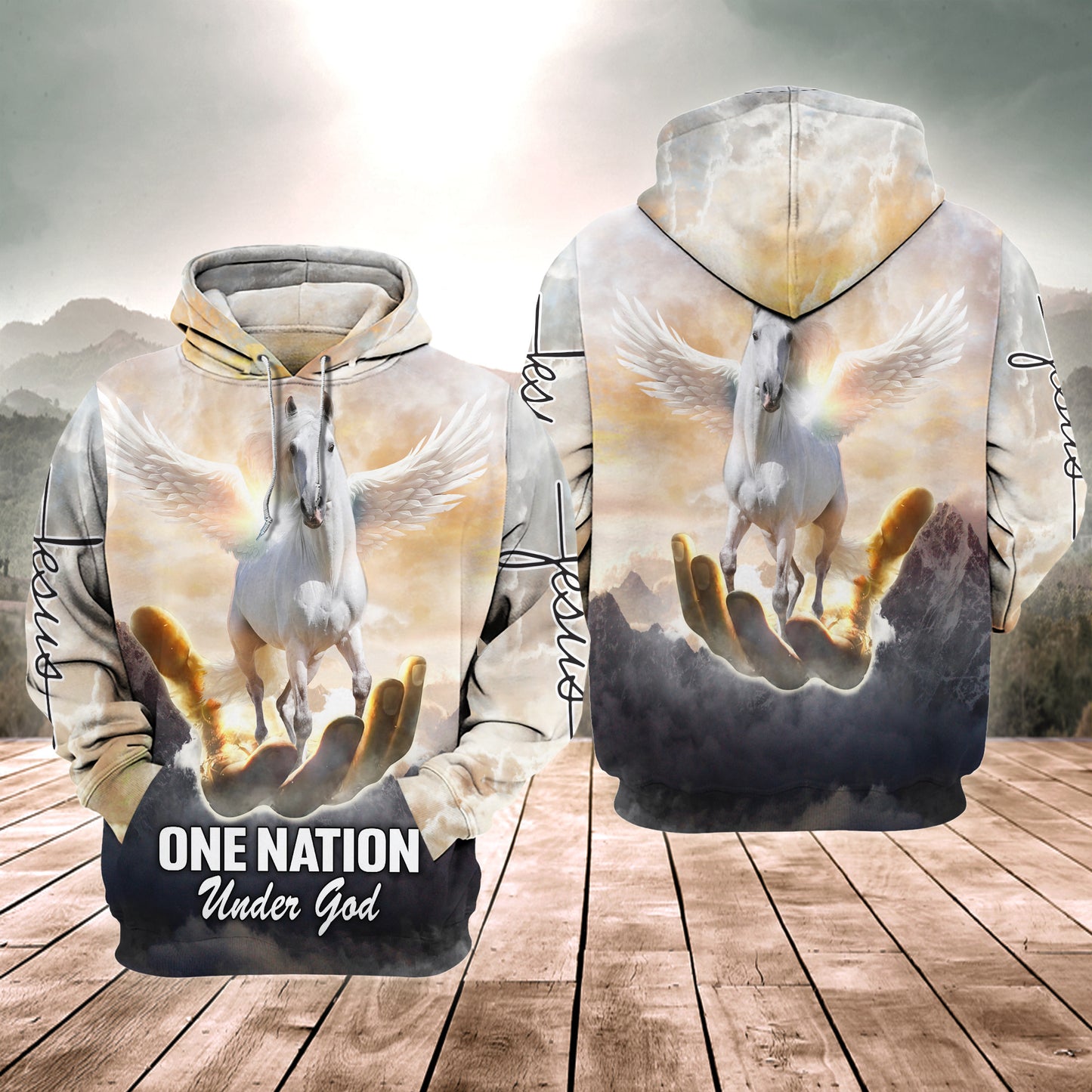 Horse Wing One Nation Under God All Over Printed Unisex Shirt
