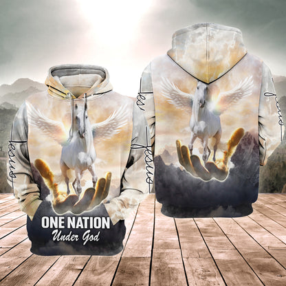 Horse Wing One Nation Under God All Over Printed Unisex Shirt