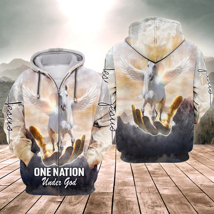 Horse Wing One Nation Under God All Over Printed Unisex Shirt