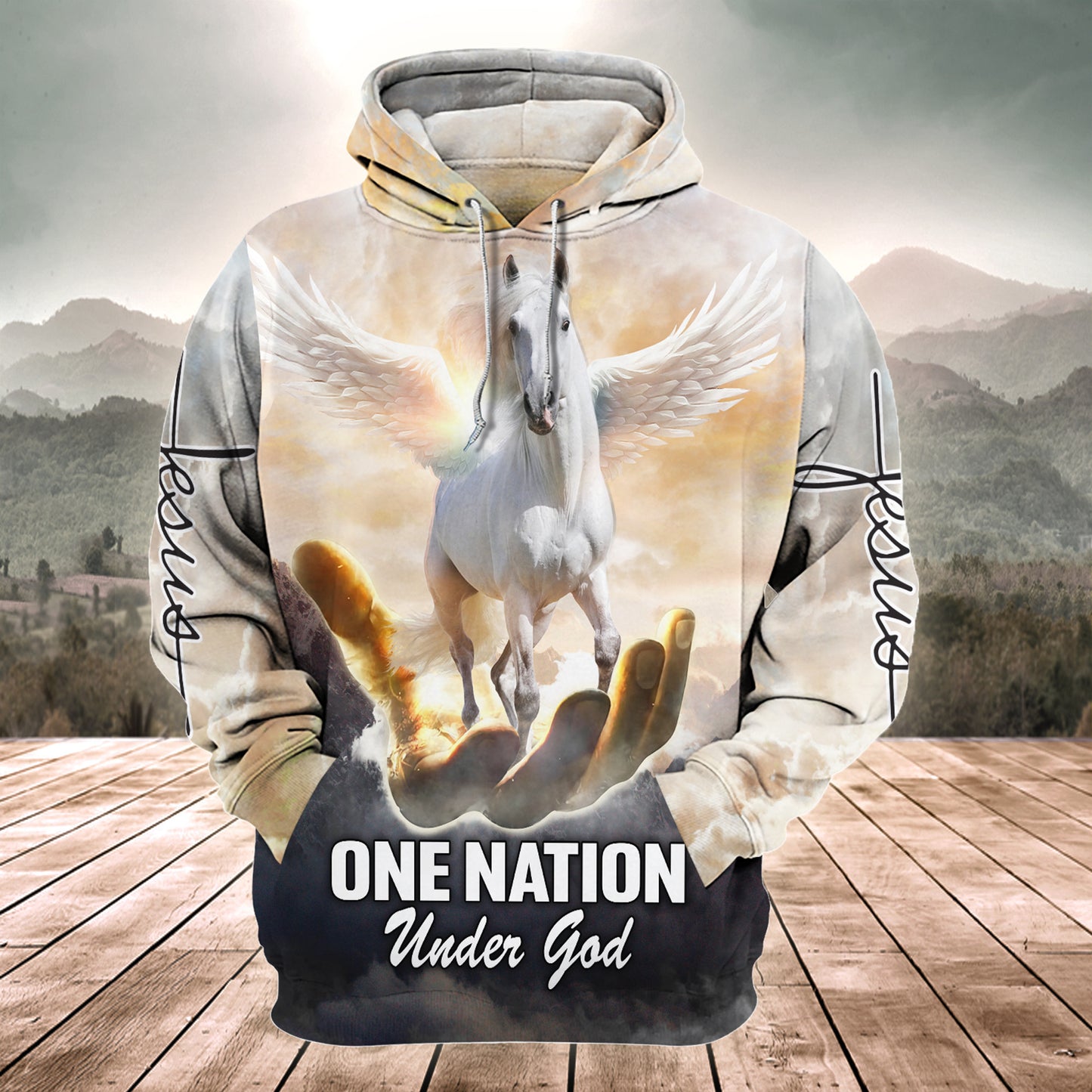Horse Wing One Nation Under God All Over Printed Unisex Shirt