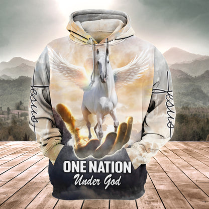 Horse Wing One Nation Under God All Over Printed Unisex Shirt