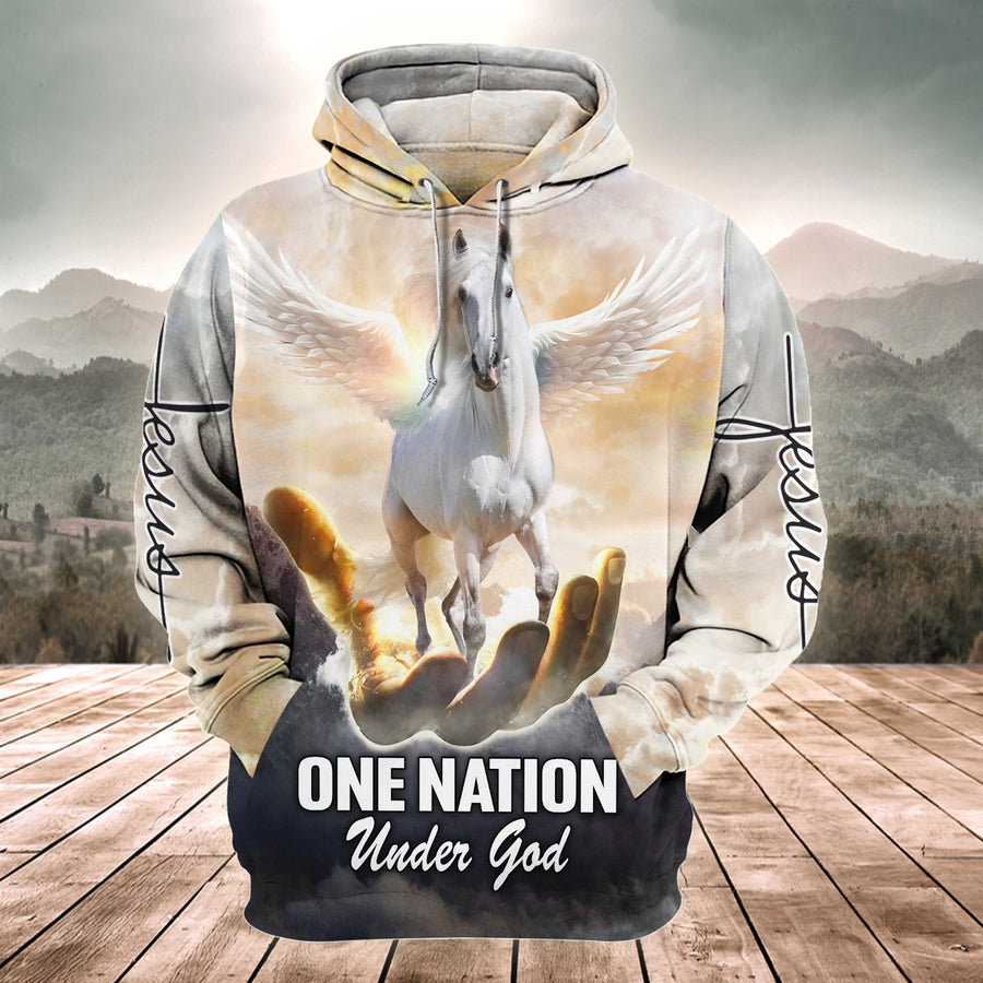 Horse Wing One Nation Under God All Over Printed Unisex Shirt