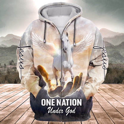 Horse Wing One Nation Under God All Over Printed Unisex Shirt