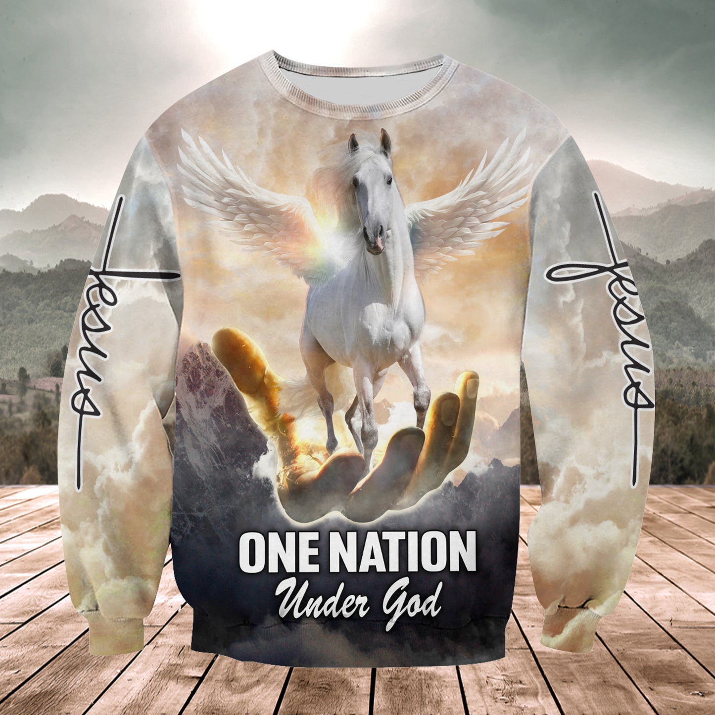 Horse Wing One Nation Under God All Over Printed Unisex Shirt