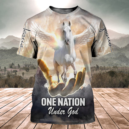 Horse Wing One Nation Under God All Over Printed Unisex Shirt