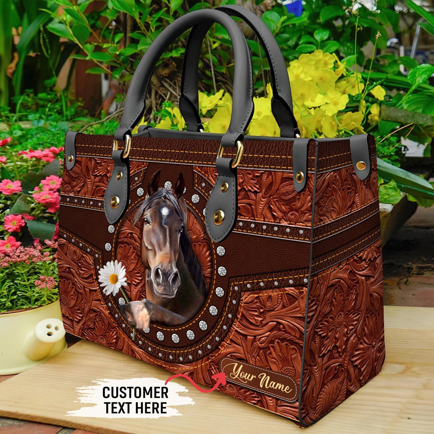 Horse Q3 Personalized Leather Handbag