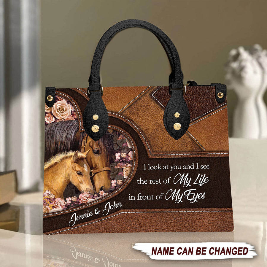 Horse Couple Q2 Personalized Leather Handbag