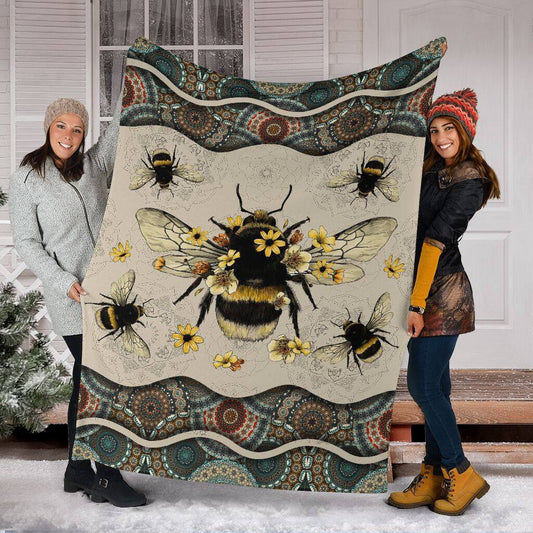 Bee Boho Pattern Fleece Blanket