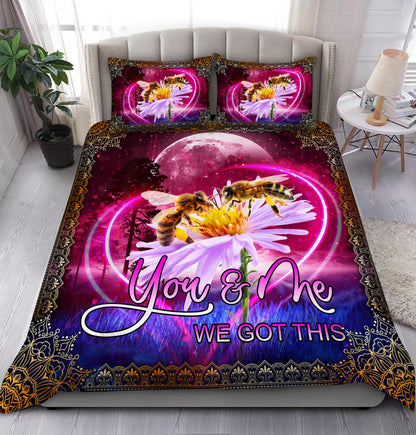 Honey Bee Couple All Over Printed Bedding Set