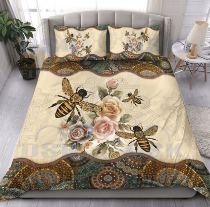 Honey Bee Bohemian Pattern All Over Printed Bedding Set