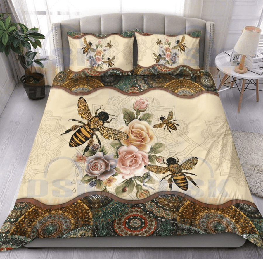 Honey Bee Bohemian Pattern All Over Printed Bedding Set