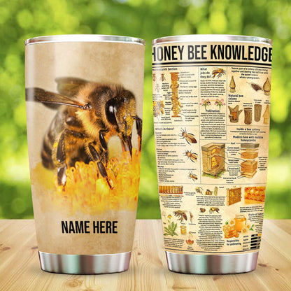 Personalized Name Honey Bee Knowledge Tumbler 20oz 30oz Cup