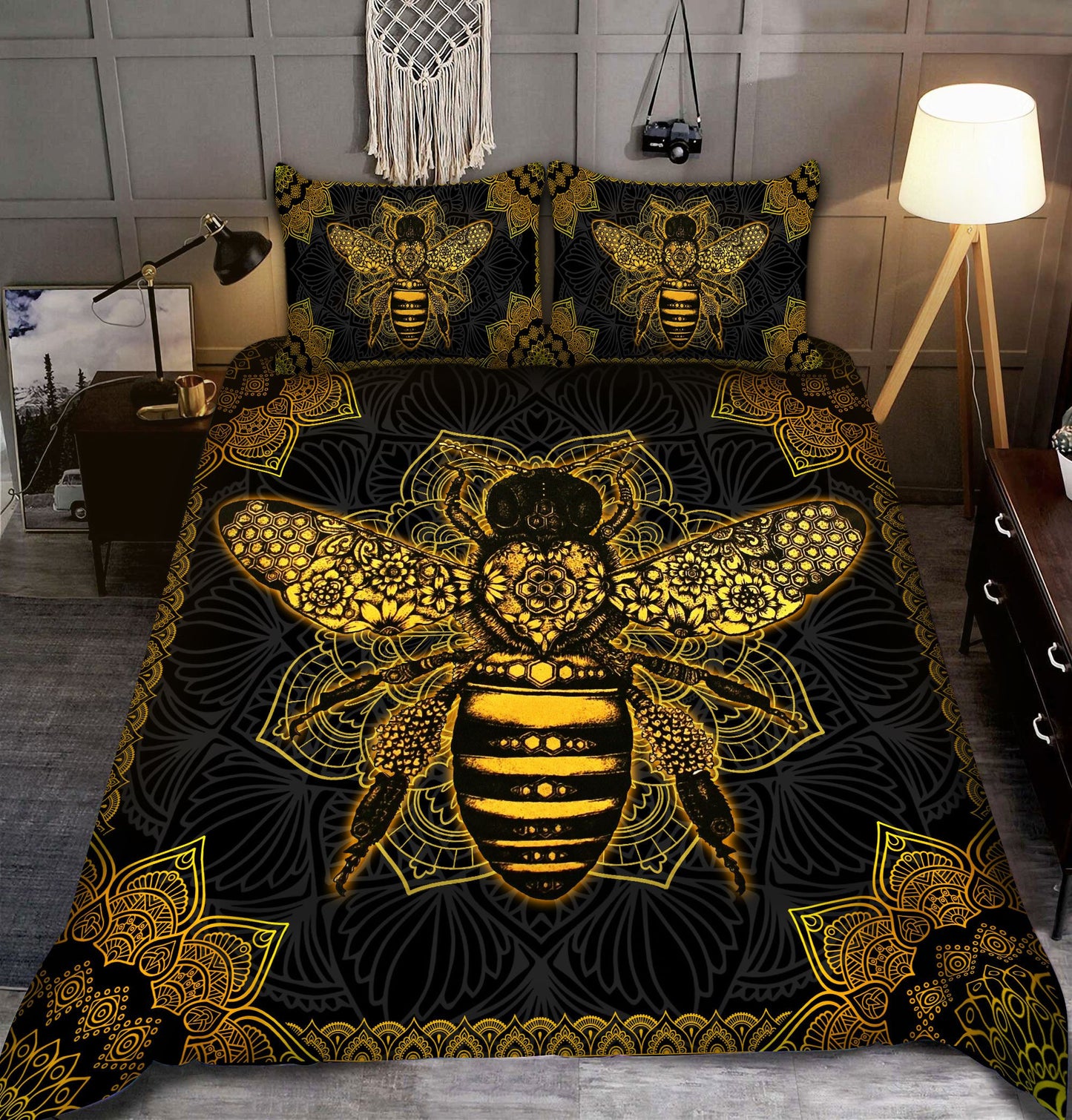 Honey Bee Mandala All Over Printed Bedding Set