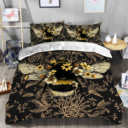 Beautiful Bee Art Pattern All Over Printed Bedding Set