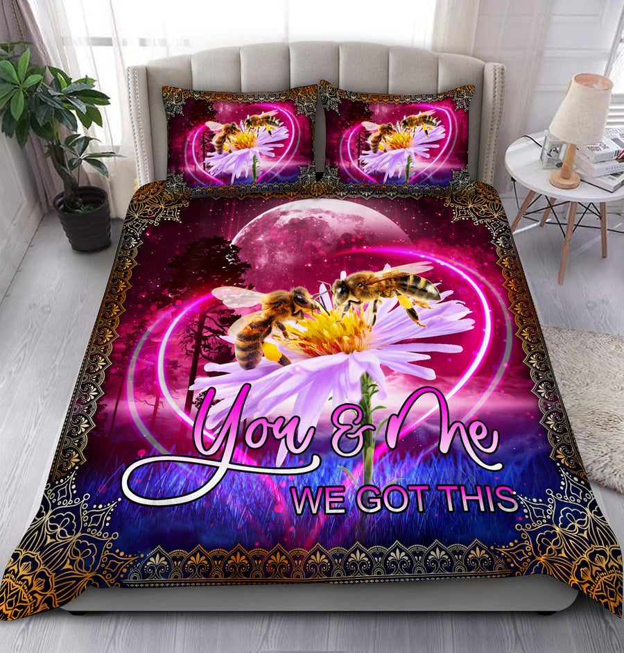 Honey Bee Couple All Over Printed Bedding Set
