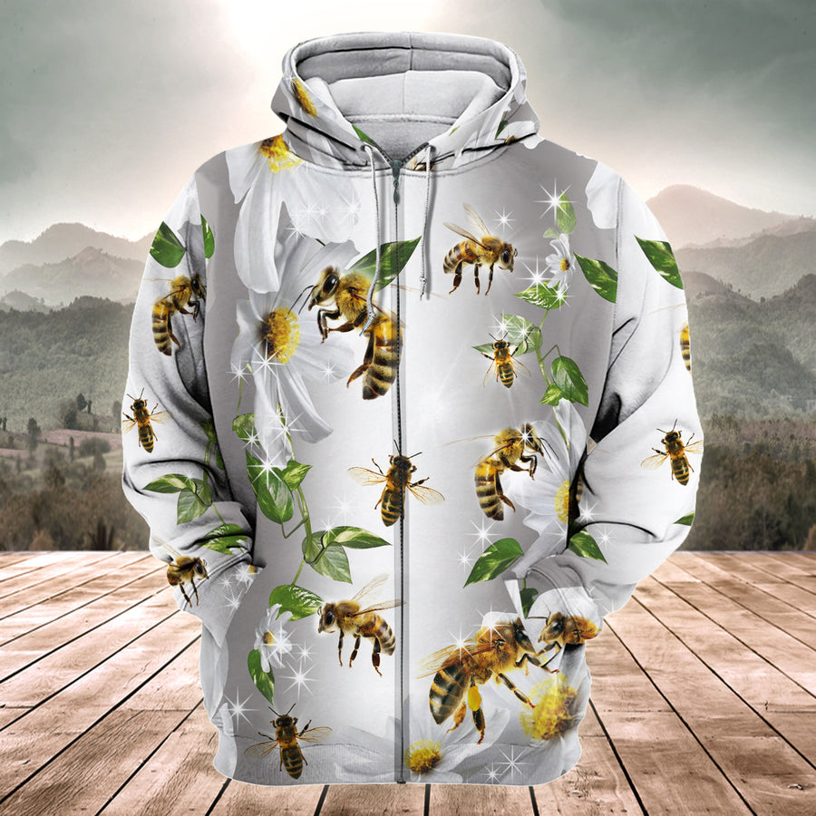 Honey Bee Daisy All Over Printed Unisex Shirt