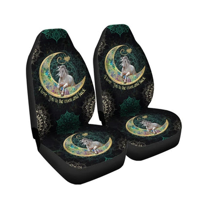 Horse AK66 Car Seat Covers With Leather Pattern Print Universal Fit Set 2