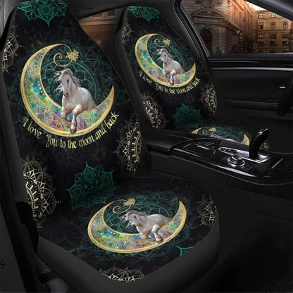 Horse AK66 Car Seat Covers With Leather Pattern Print Universal Fit Set 2