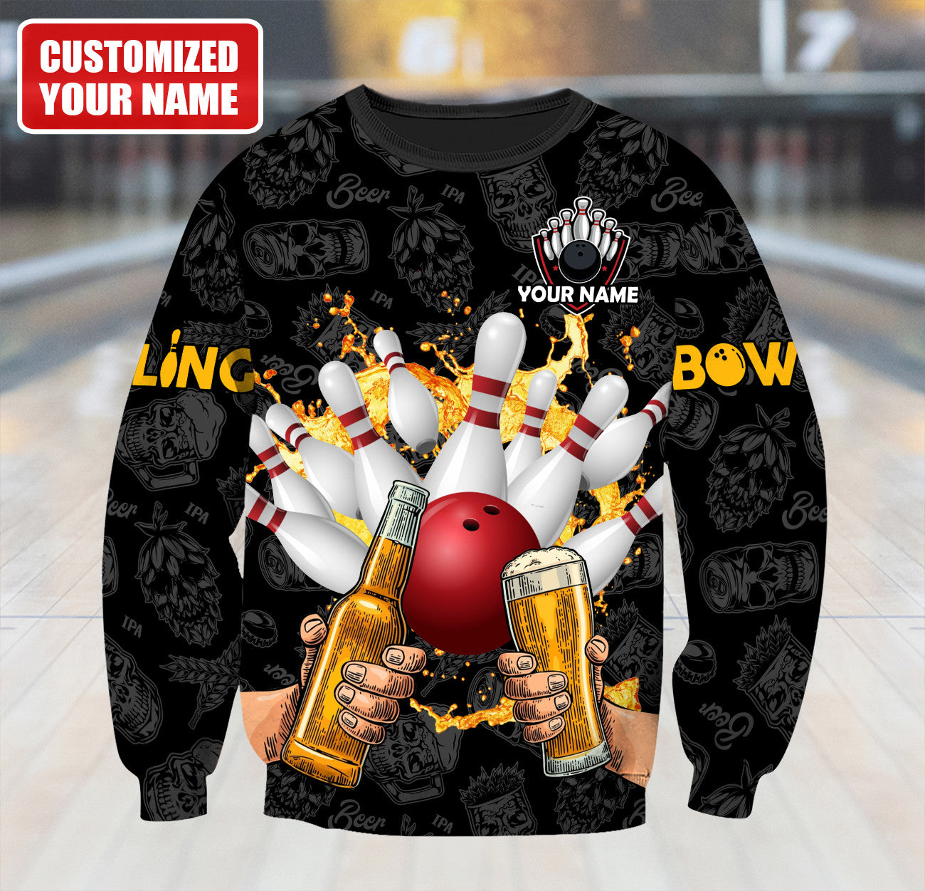 Personalized Name Bowling Beer All Over Printed Unisex Shirt