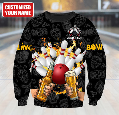Personalized Name Bowling Beer All Over Printed Unisex Shirt