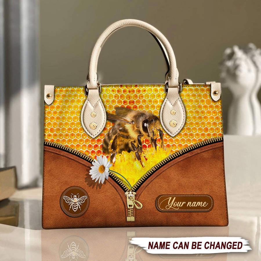 Honey Bee Personalized Leather Handbag