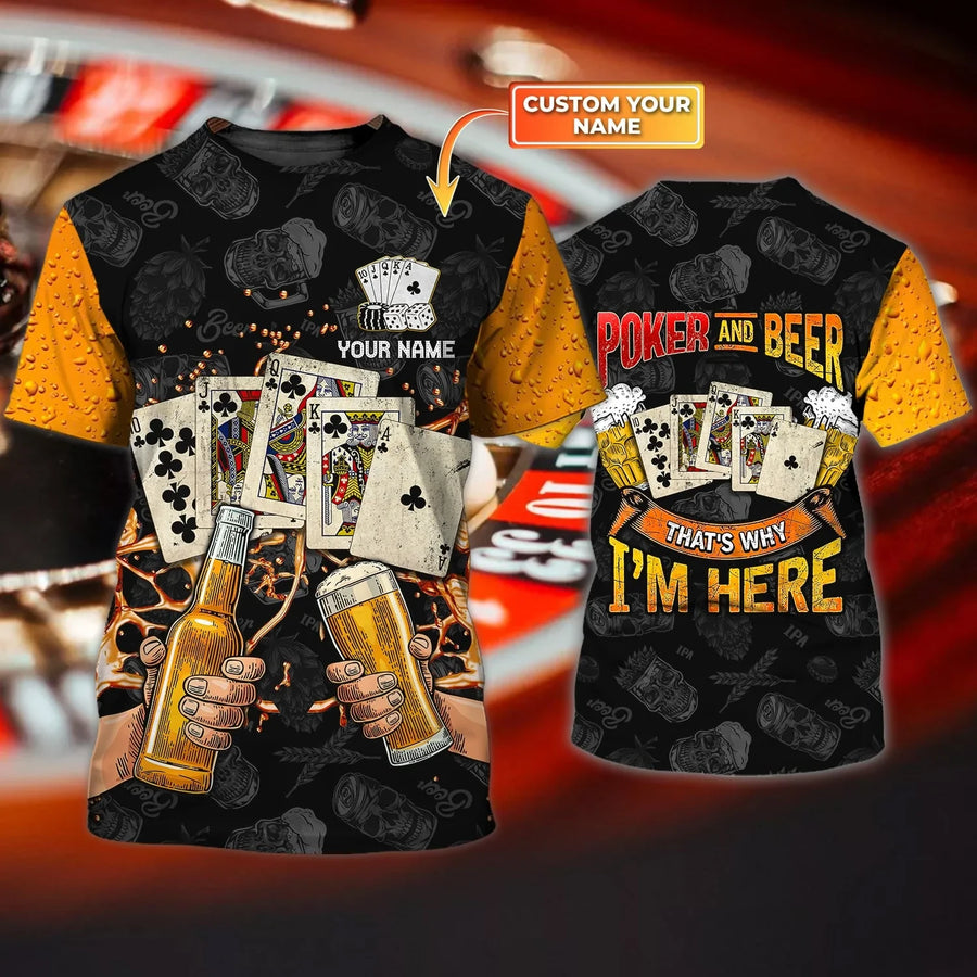 Personalized Name Poker Beer 2 All Over Printed Unisex Shirt